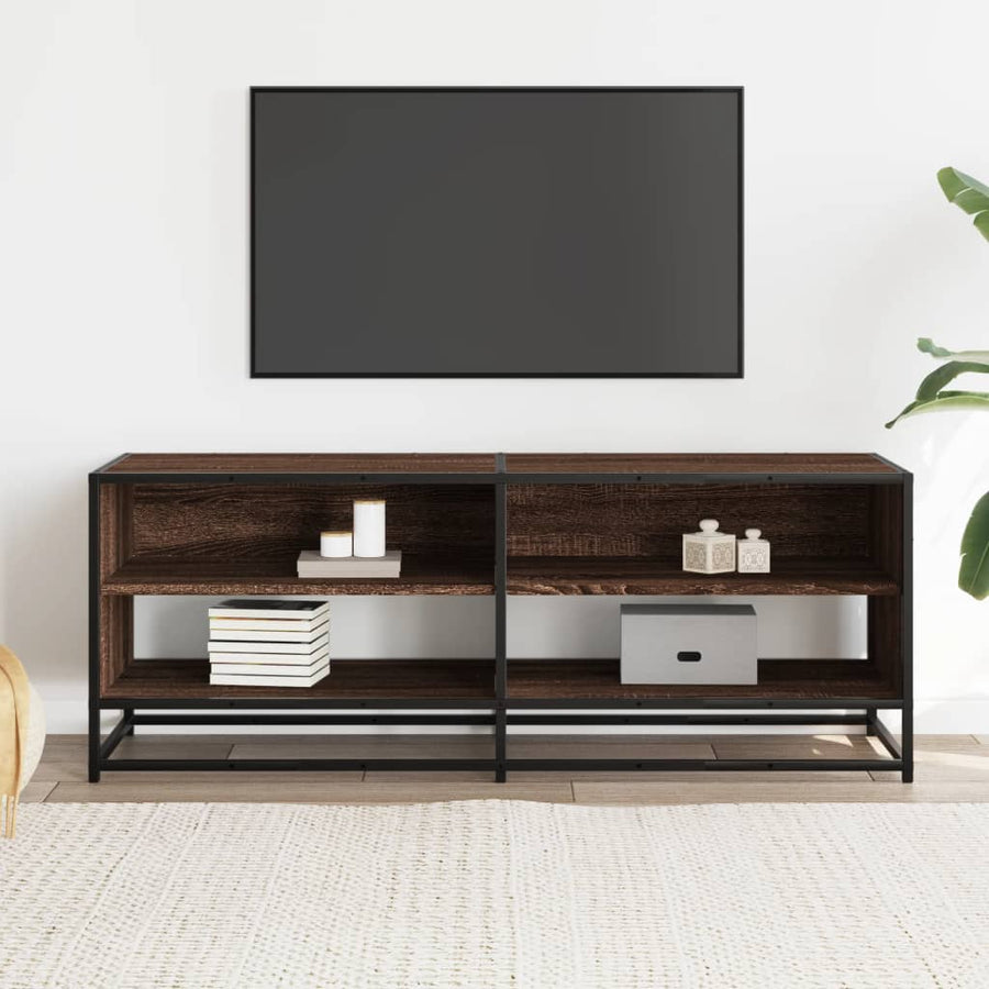 Tv-meubel 120,5x40x46 cm bewerkt hout metaal bruin eikenkleur