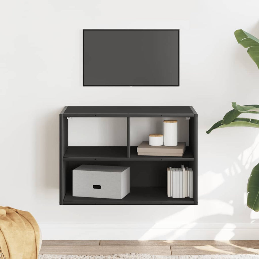 Tv-meubel 60x31x39,5 cm bewerkt hout en metaal zwart