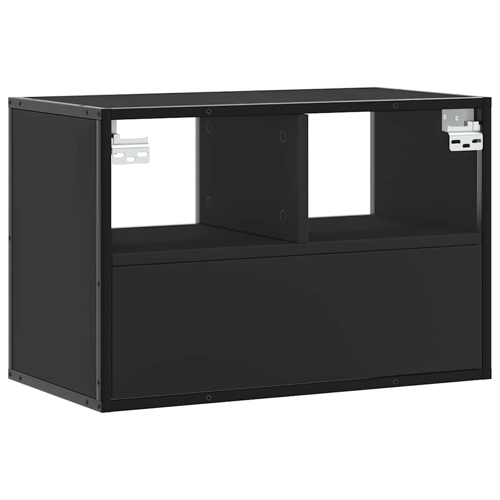 Tv-meubel 60x31x39,5 cm bewerkt hout en metaal zwart