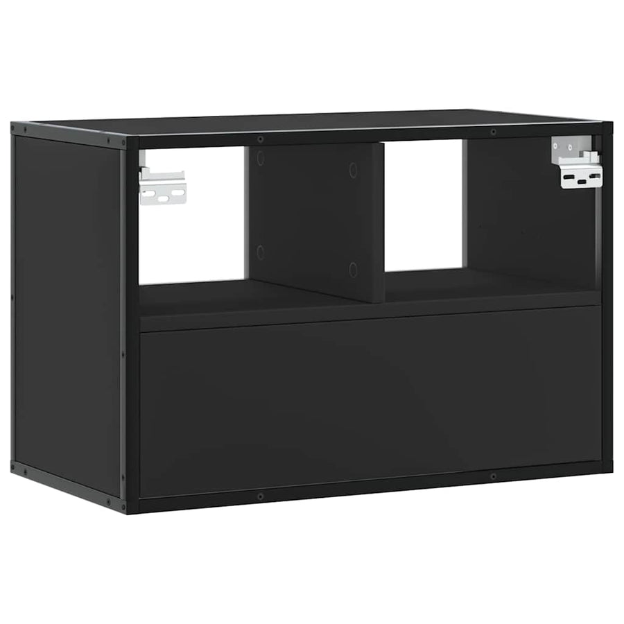 Tv-meubel 60x31x39,5 cm bewerkt hout en metaal zwart