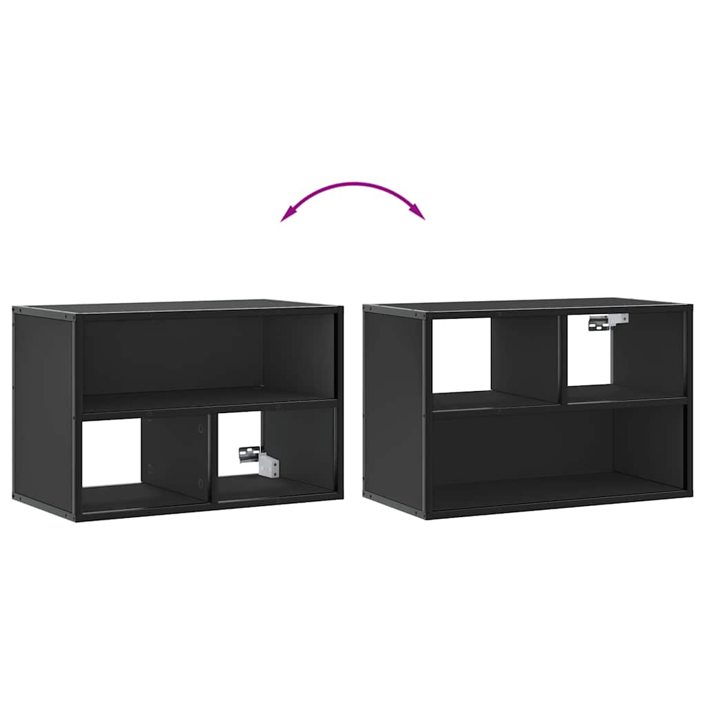 Tv-meubel 60x31x39,5 cm bewerkt hout en metaal zwart
