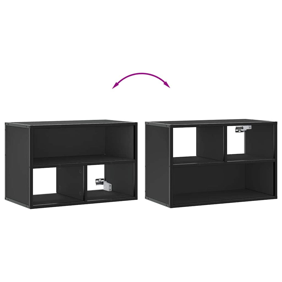 Tv-meubel 60x31x39,5 cm bewerkt hout en metaal zwart