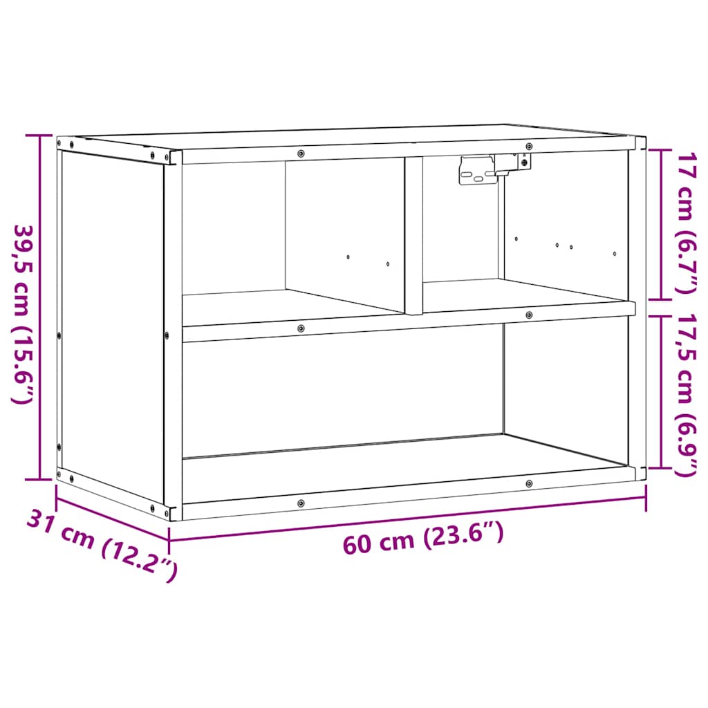 Tv-meubel 60x31x39,5 cm bewerkt hout en metaal zwart