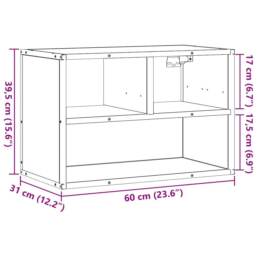 Tv-meubel 60x31x39,5 cm bewerkt hout en metaal zwart