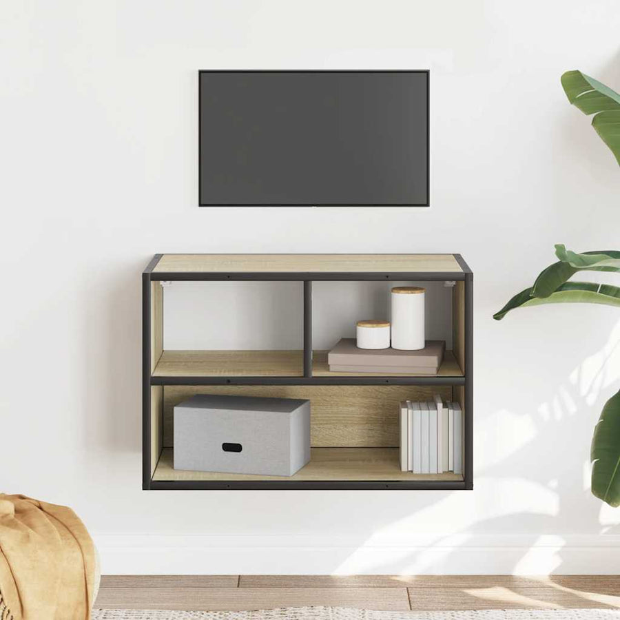 Tv-meubel 60x31x39,5 cm bewerkt hout metaal sonoma eikenkleurig