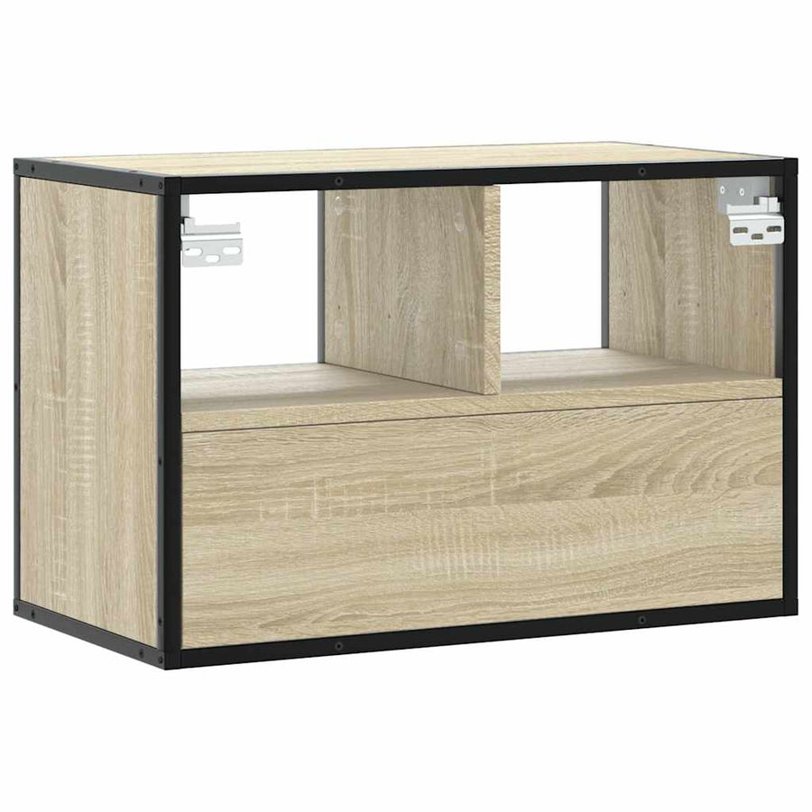 Tv-meubel 60x31x39,5 cm bewerkt hout metaal sonoma eikenkleurig