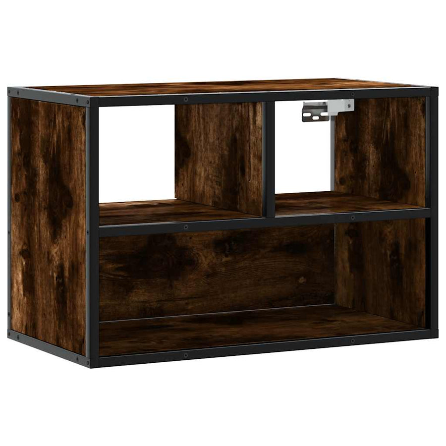 Tv-meubel 60x31x39,5cm bewerkt hout metaal gerookt eikenkleurig