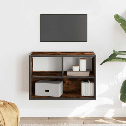 Tv-meubel 60x31x39,5cm bewerkt hout metaal gerookt eikenkleurig
