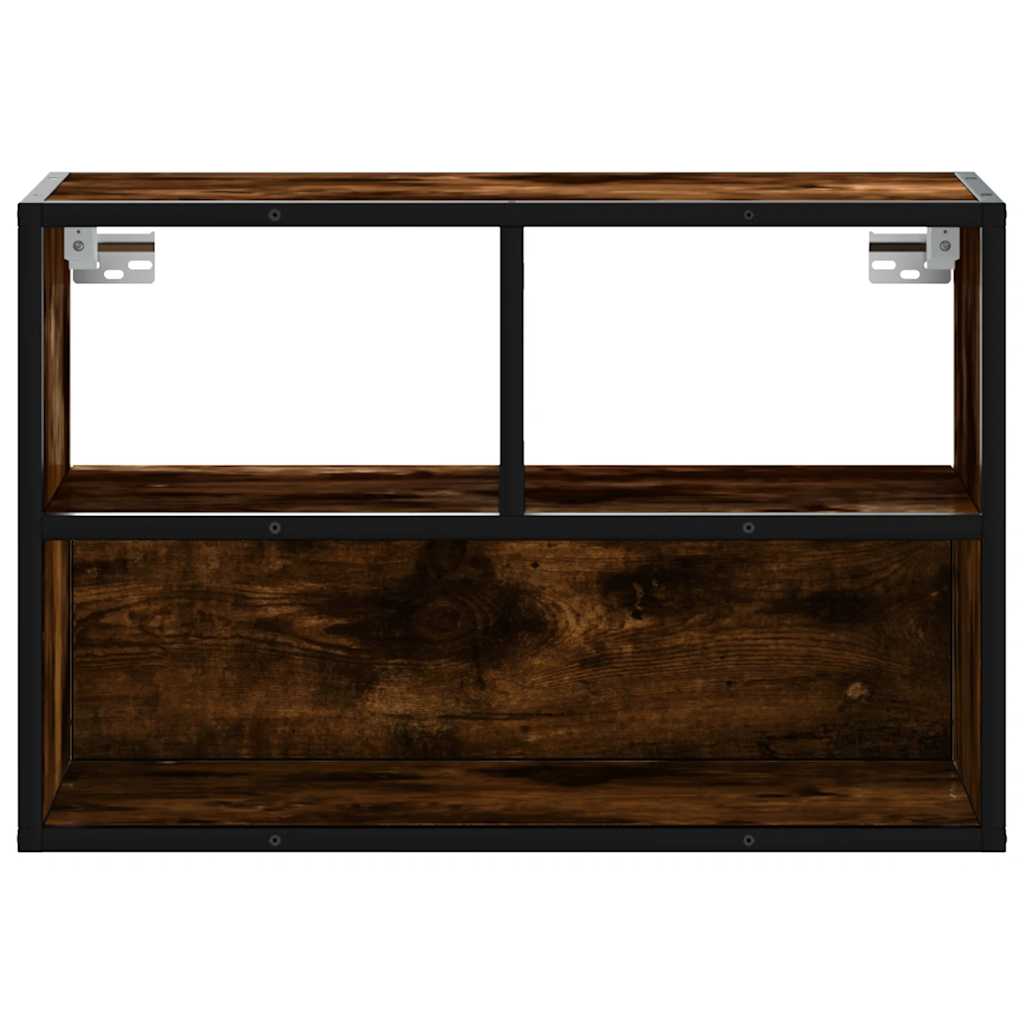 Tv-meubel 60x31x39,5cm bewerkt hout metaal gerookt eikenkleurig