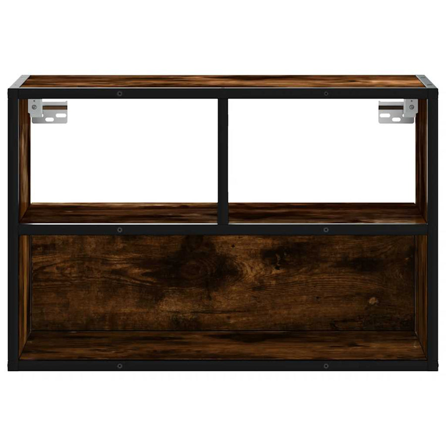 Tv-meubel 60x31x39,5cm bewerkt hout metaal gerookt eikenkleurig