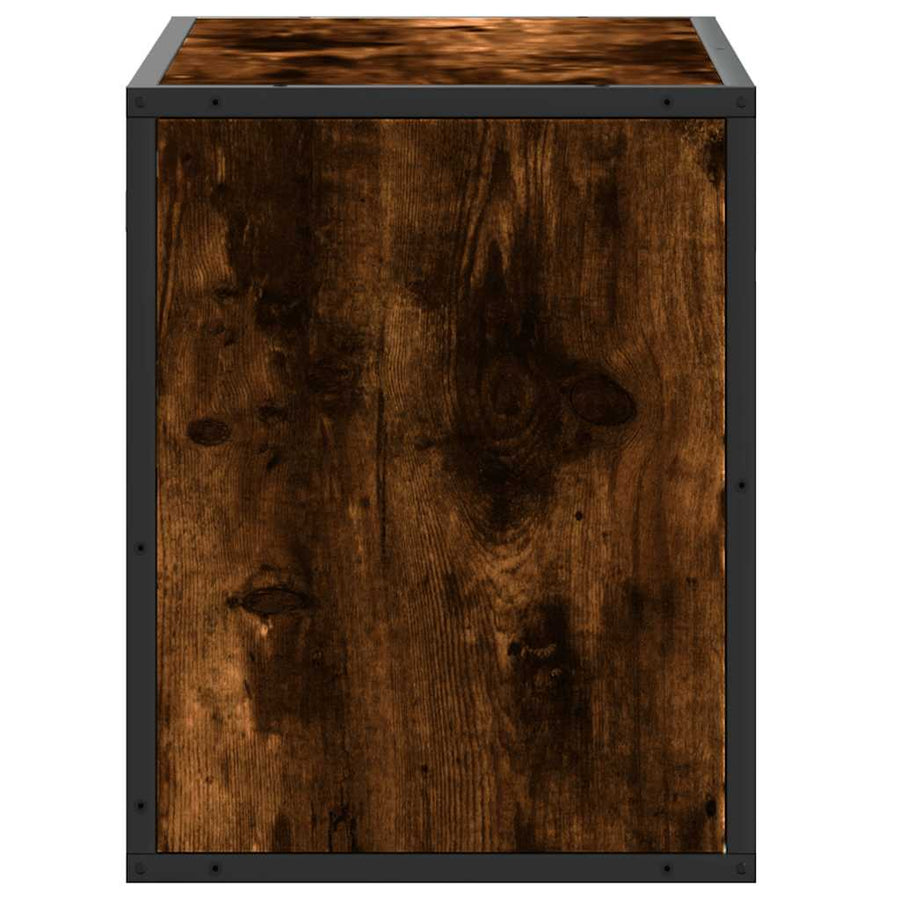 Tv-meubel 60x31x39,5cm bewerkt hout metaal gerookt eikenkleurig