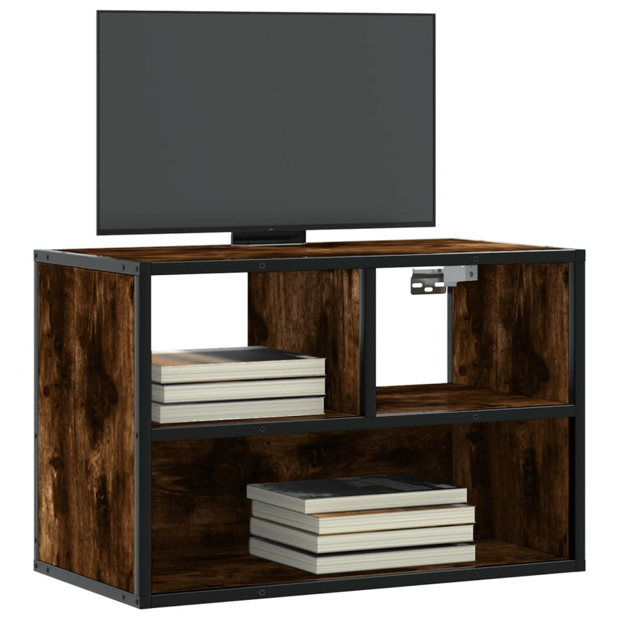 Tv-meubel 60x31x39,5cm bewerkt hout metaal gerookt eikenkleurig