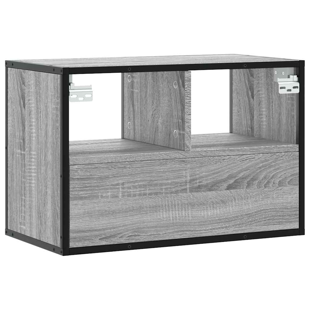 Tv-meubel 60x31x39,5 cm bewerkt hout metaal grijs sonoma eiken