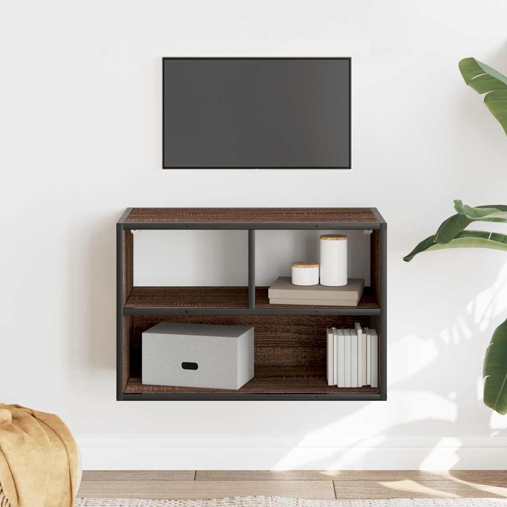 Tv-meubel 60x31x39,5 cm bewerkt hout metaal bruin eikenkleurig