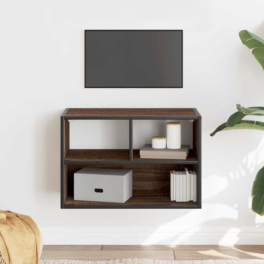 Tv-meubel 60x31x39,5 cm bewerkt hout metaal bruin eikenkleurig