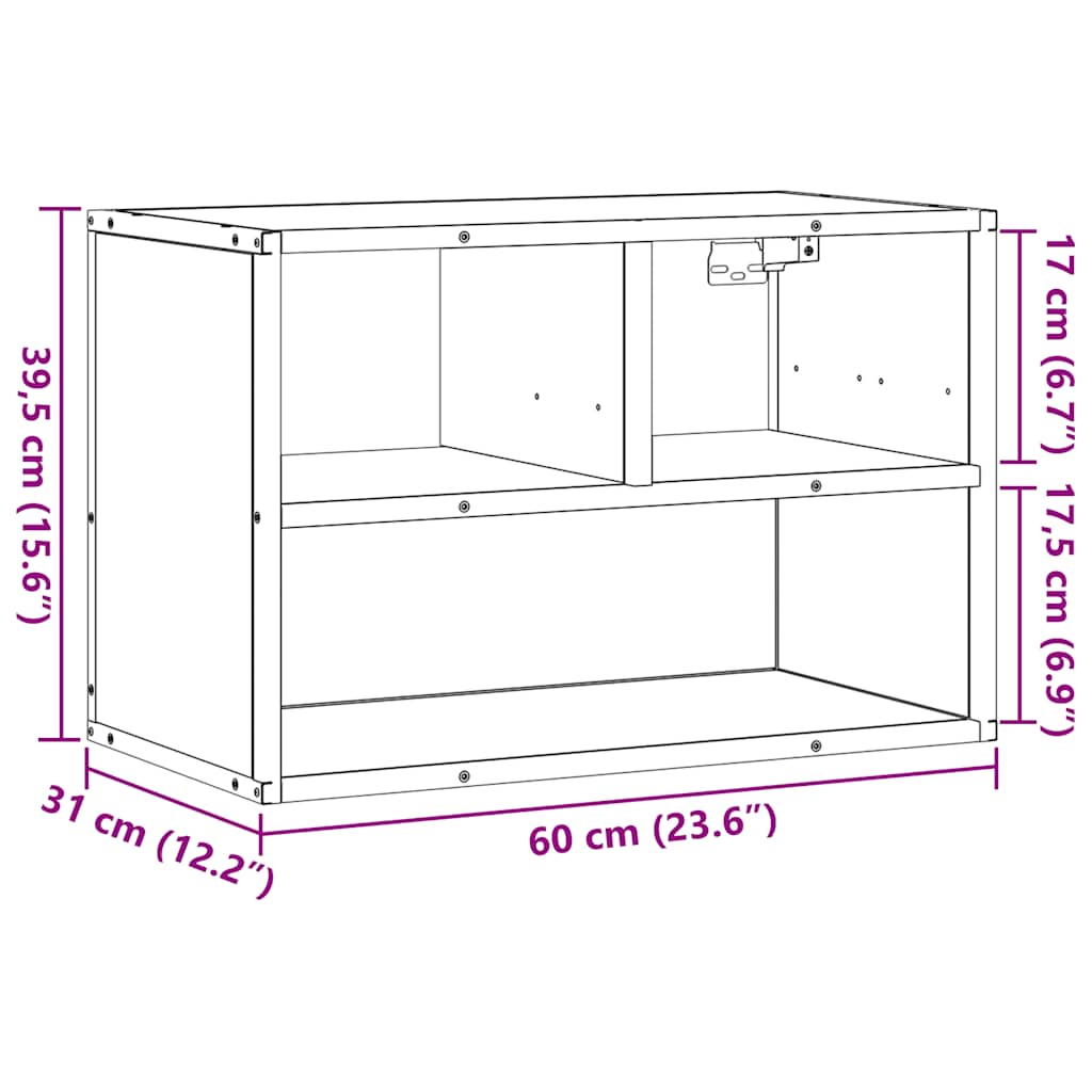 Tv-meubel 60x31x39,5 cm bewerkt hout metaal bruin eikenkleurig