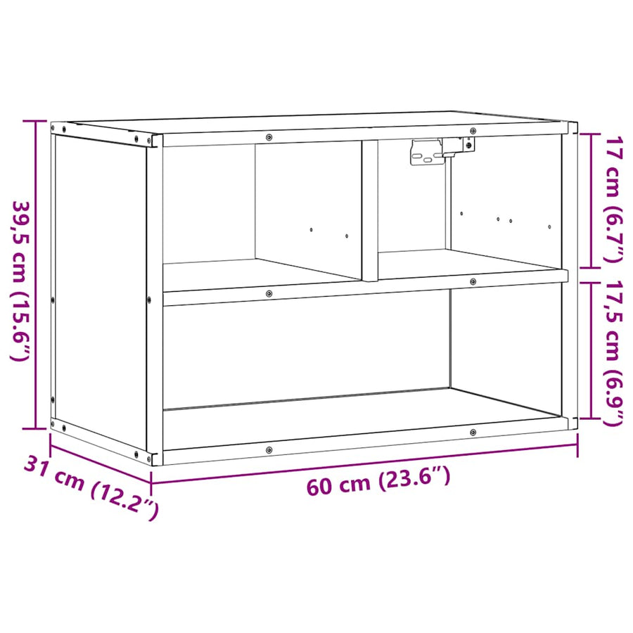 Tv-meubel 60x31x39,5 cm bewerkt hout metaal bruin eikenkleurig