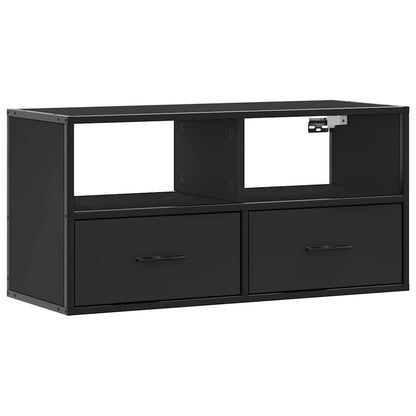 Tv-meubel 80x31x39,5 cm bewerkt hout en metaal zwart
