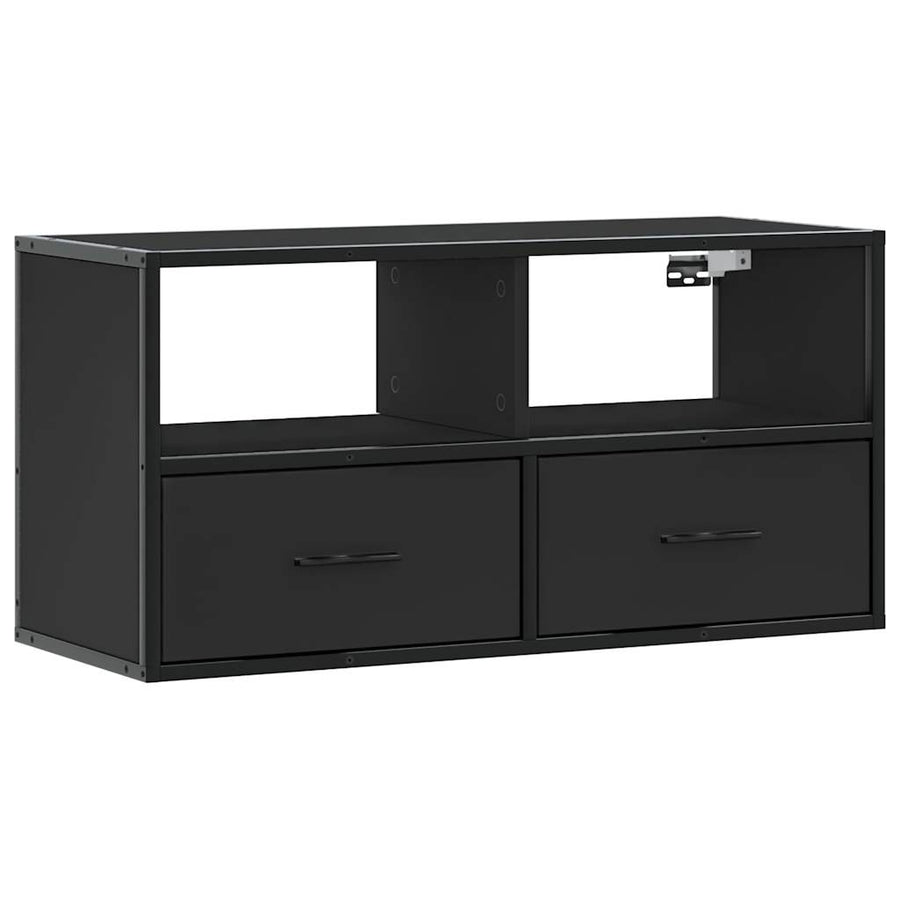 Tv-meubel 80x31x39,5 cm bewerkt hout en metaal zwart