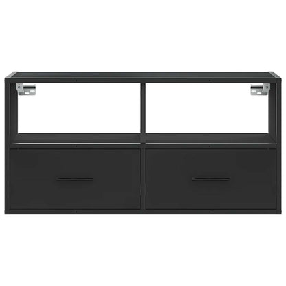 Tv-meubel 80x31x39,5 cm bewerkt hout en metaal zwart