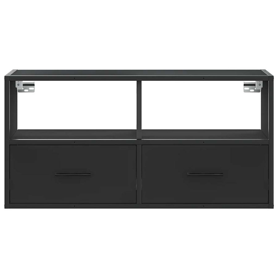 Tv-meubel 80x31x39,5 cm bewerkt hout en metaal zwart