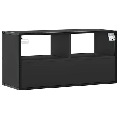 Tv-meubel 80x31x39,5 cm bewerkt hout en metaal zwart