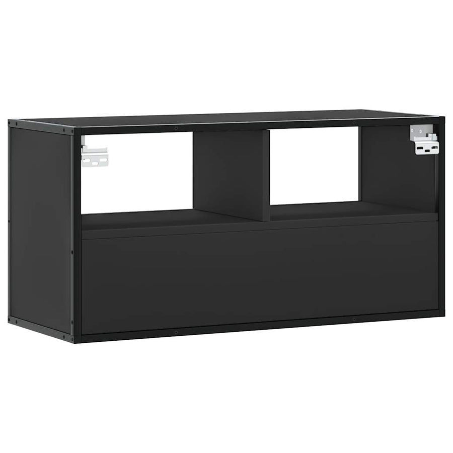 Tv-meubel 80x31x39,5 cm bewerkt hout en metaal zwart