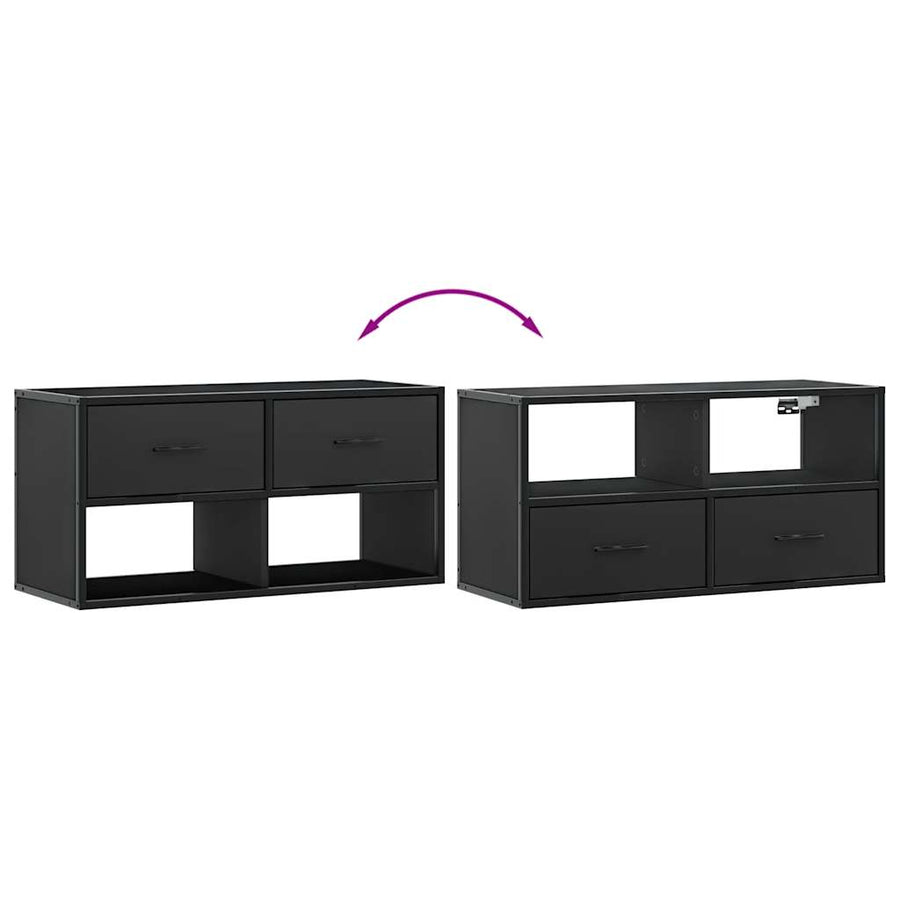 Tv-meubel 80x31x39,5 cm bewerkt hout en metaal zwart