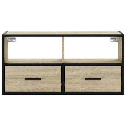 Tv-meubel 80x31x39,5 cm bewerkt hout metaal sonoma eikenkleurig