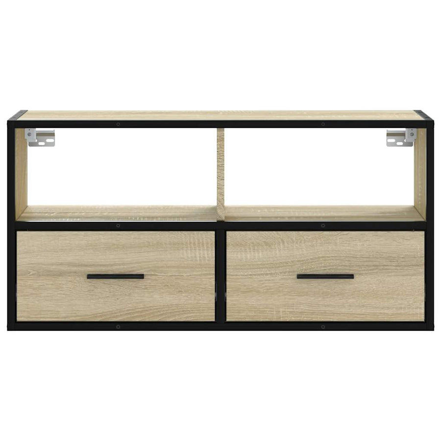 Tv-meubel 80x31x39,5 cm bewerkt hout metaal sonoma eikenkleurig