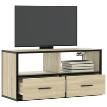 Tv-meubel 80x31x39,5 cm bewerkt hout metaal sonoma eikenkleurig
