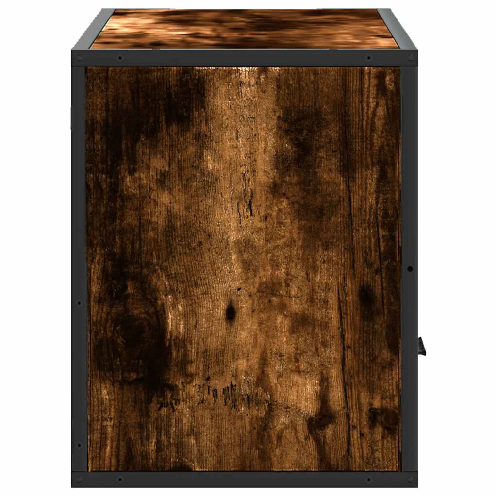 Tv-meubel 80x31x39,5cm bewerkt hout metaal gerookt eikenkleurig