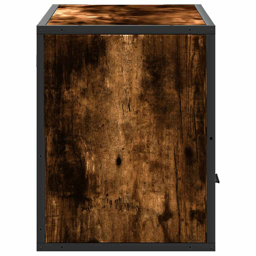 Tv-meubel 80x31x39,5cm bewerkt hout metaal gerookt eikenkleurig