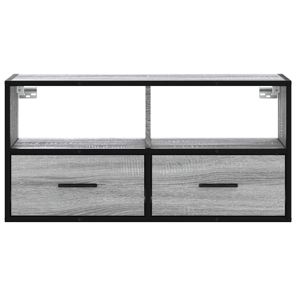 Tv-meubel 80x31x39,5 cm bewerkt hout metaal grijs sonoma eiken