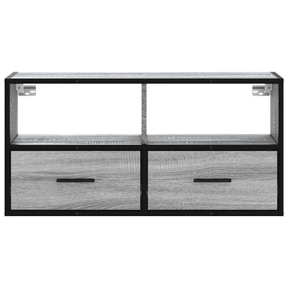 Tv-meubel 80x31x39,5 cm bewerkt hout metaal grijs sonoma eiken