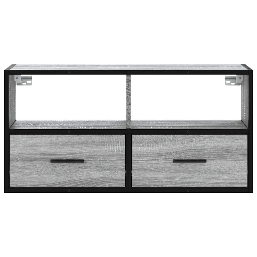 Tv-meubel 80x31x39,5 cm bewerkt hout metaal grijs sonoma eiken