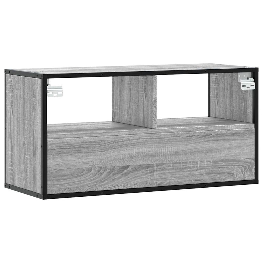 Tv-meubel 80x31x39,5 cm bewerkt hout metaal grijs sonoma eiken