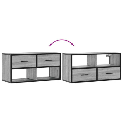 Tv-meubel 80x31x39,5 cm bewerkt hout metaal grijs sonoma eiken