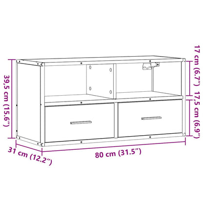 Tv-meubel 80x31x39,5 cm bewerkt hout metaal grijs sonoma eiken