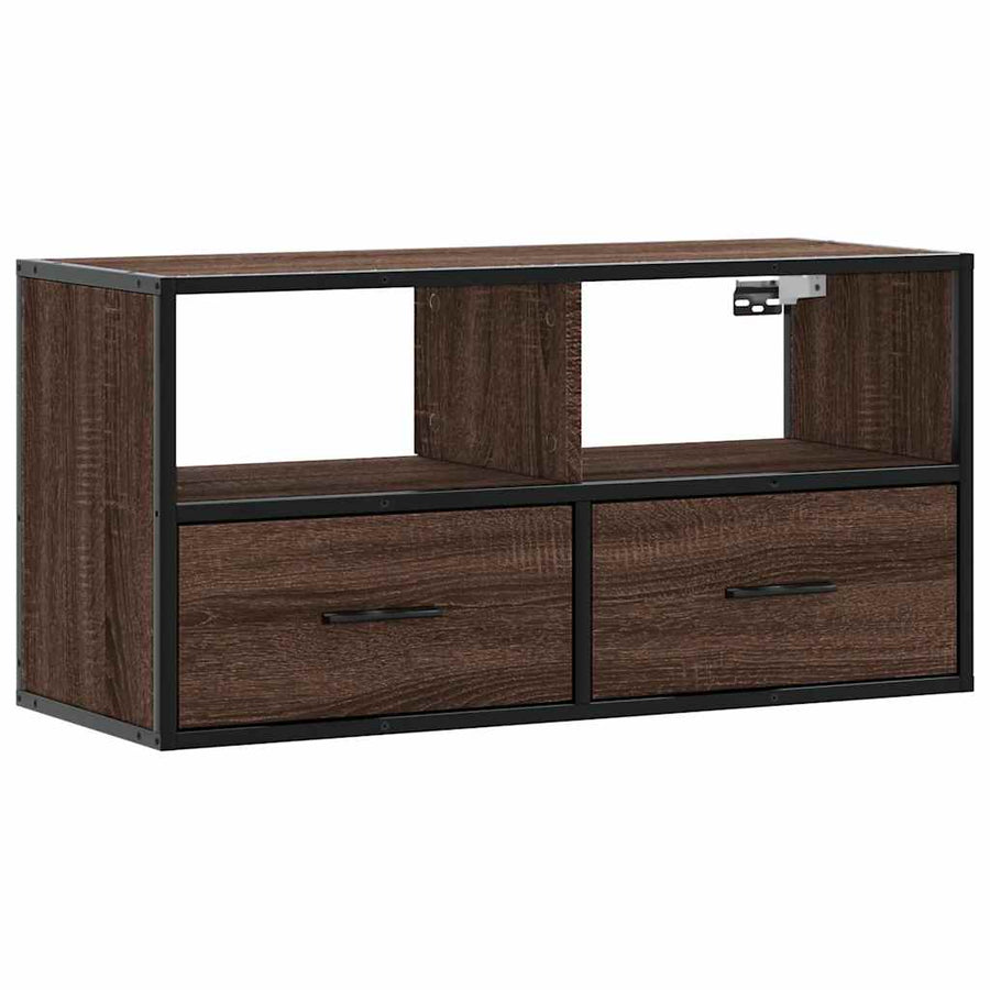 Tv-meubel 80x31x39,5 cm bewerkt hout metaal bruin eikenkleurig