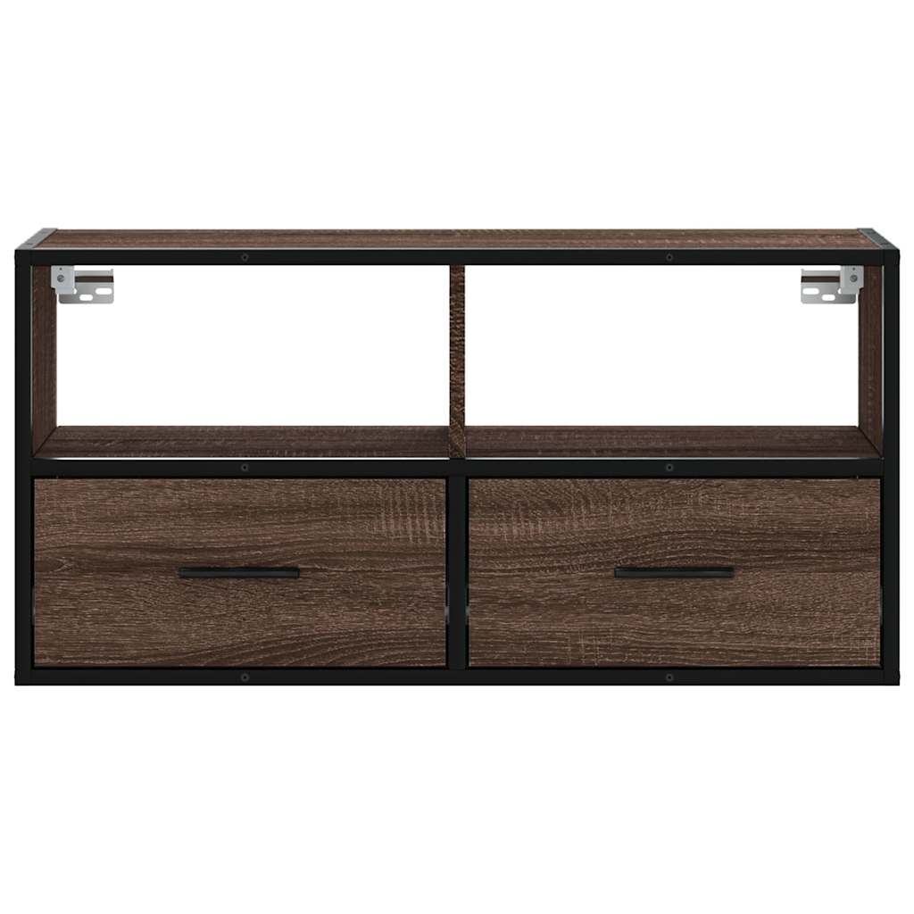 Tv-meubel 80x31x39,5 cm bewerkt hout metaal bruin eikenkleurig