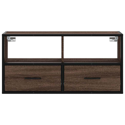 Tv-meubel 80x31x39,5 cm bewerkt hout metaal bruin eikenkleurig