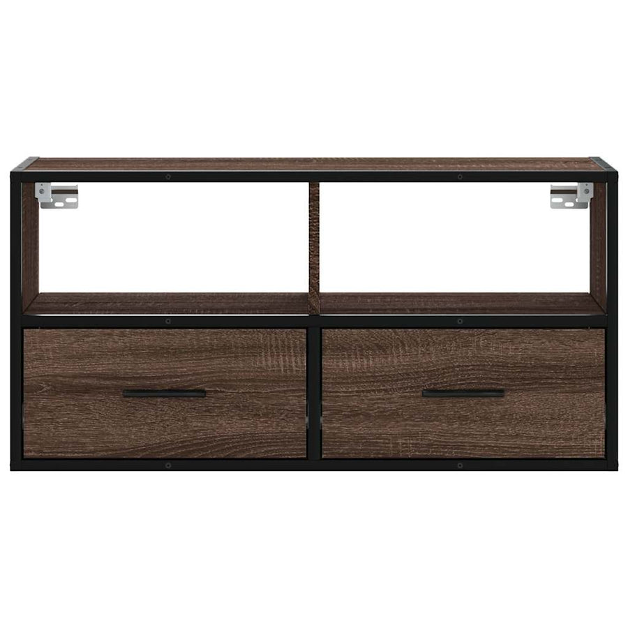 Tv-meubel 80x31x39,5 cm bewerkt hout metaal bruin eikenkleurig