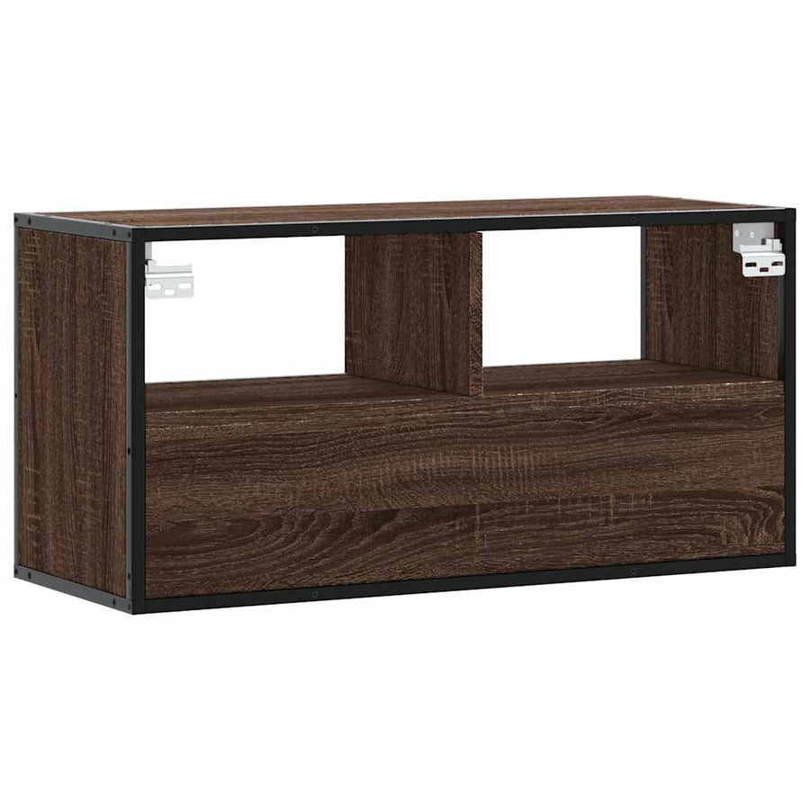 Tv-meubel 80x31x39,5 cm bewerkt hout metaal bruin eikenkleurig
