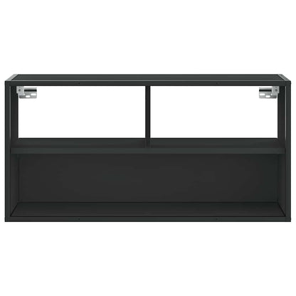 Tv-meubel 80x31x39,5 cm bewerkt hout en metaal zwart