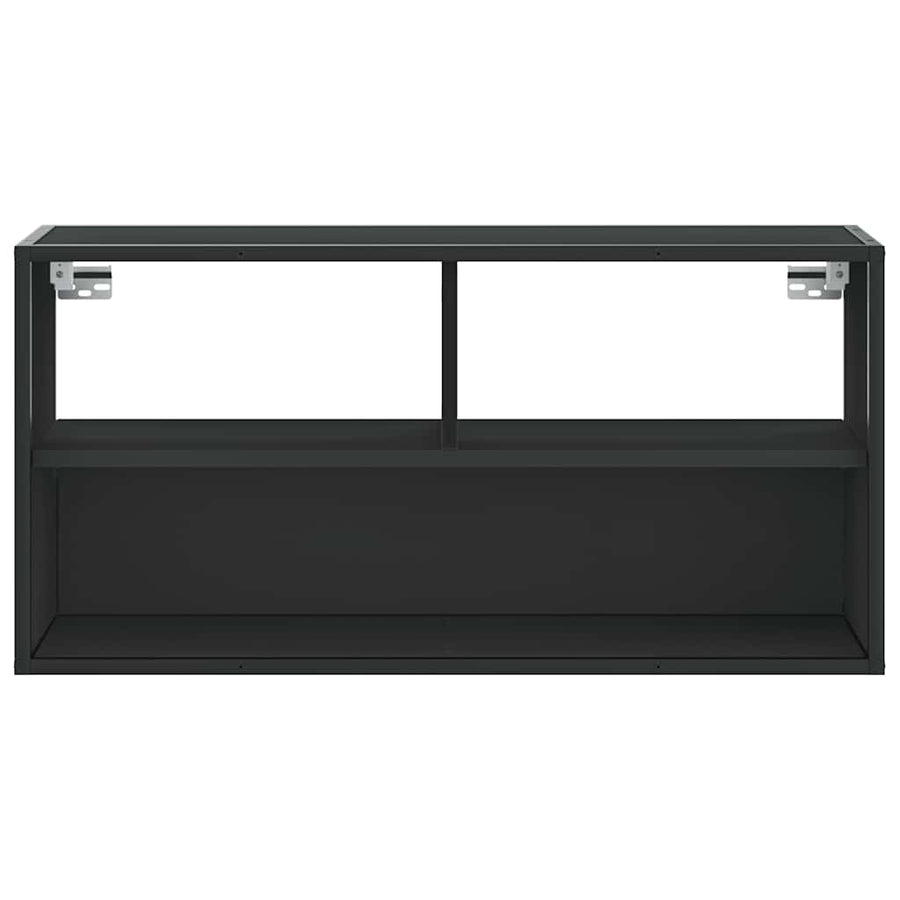 Tv-meubel 80x31x39,5 cm bewerkt hout en metaal zwart