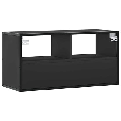 Tv-meubel 80x31x39,5 cm bewerkt hout en metaal zwart