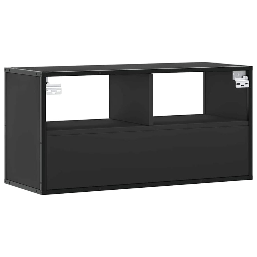 Tv-meubel 80x31x39,5 cm bewerkt hout en metaal zwart
