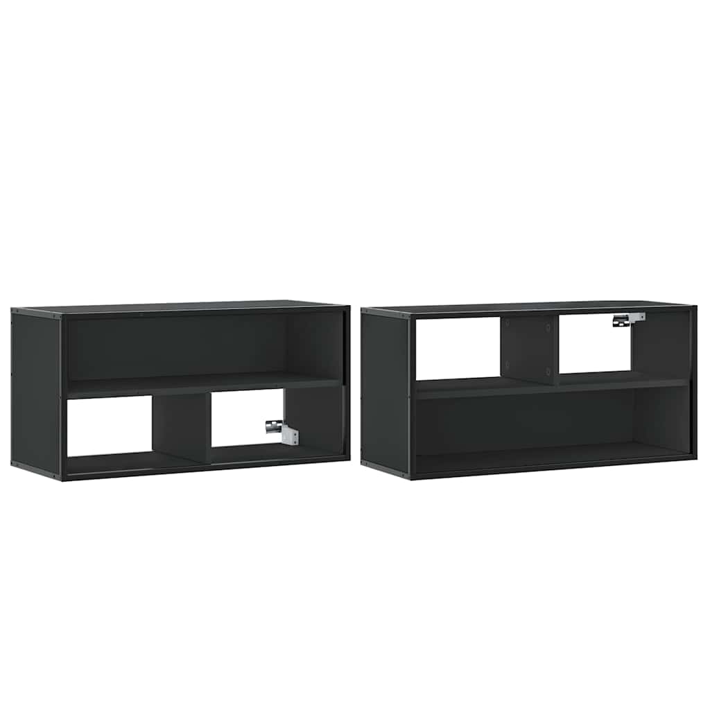 Tv-meubel 80x31x39,5 cm bewerkt hout en metaal zwart