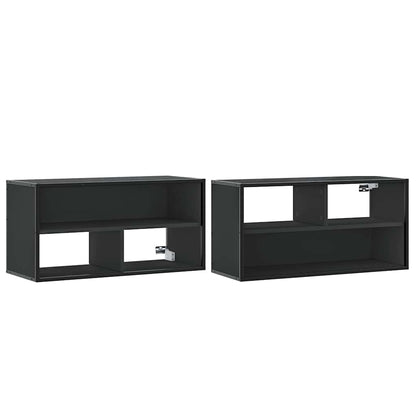 Tv-meubel 80x31x39,5 cm bewerkt hout en metaal zwart